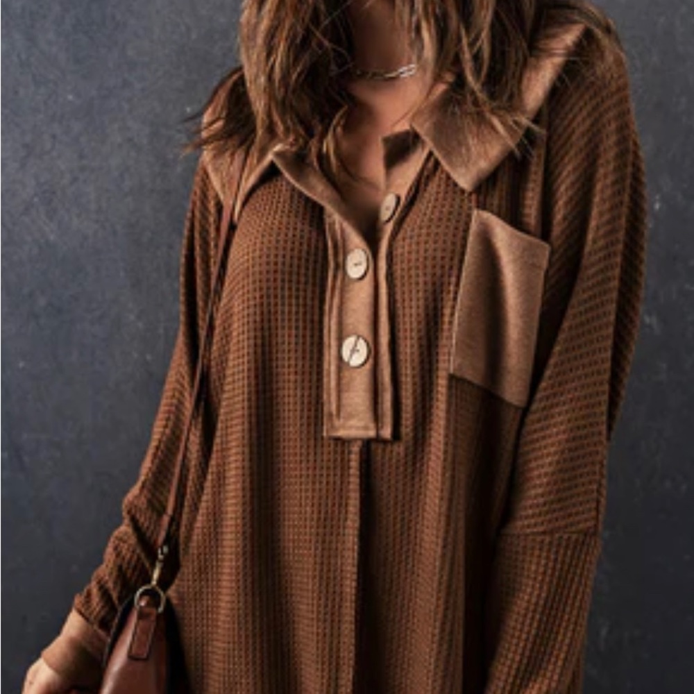 Oversized boutique Waffle knit sweater top